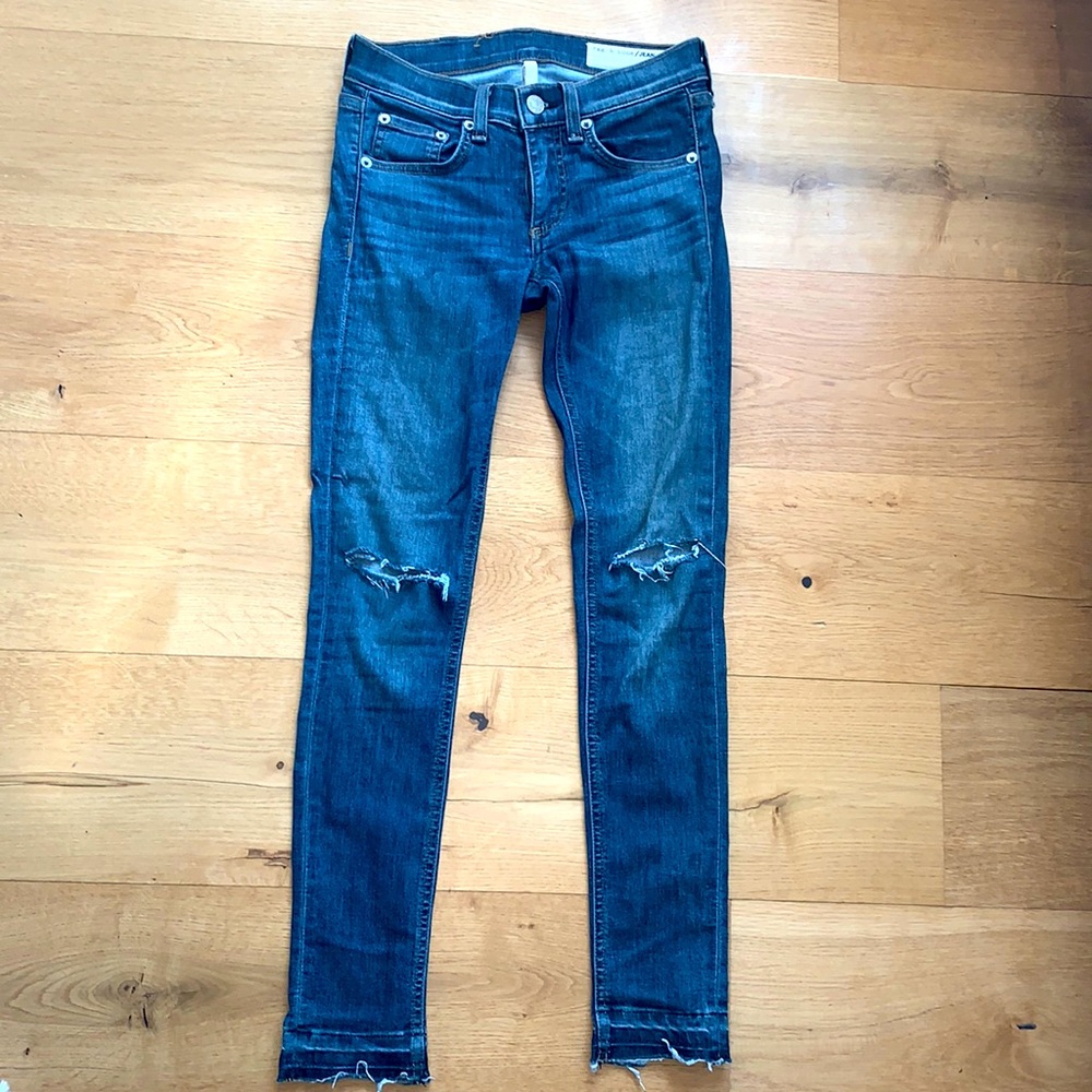 Rag & Bone ankle length lightly distressed jeans